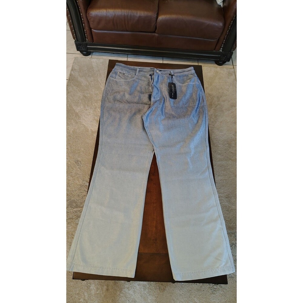 NWT Revolt Women's Size‎ 22 Capri Blue Color Fading Metallic Jeans